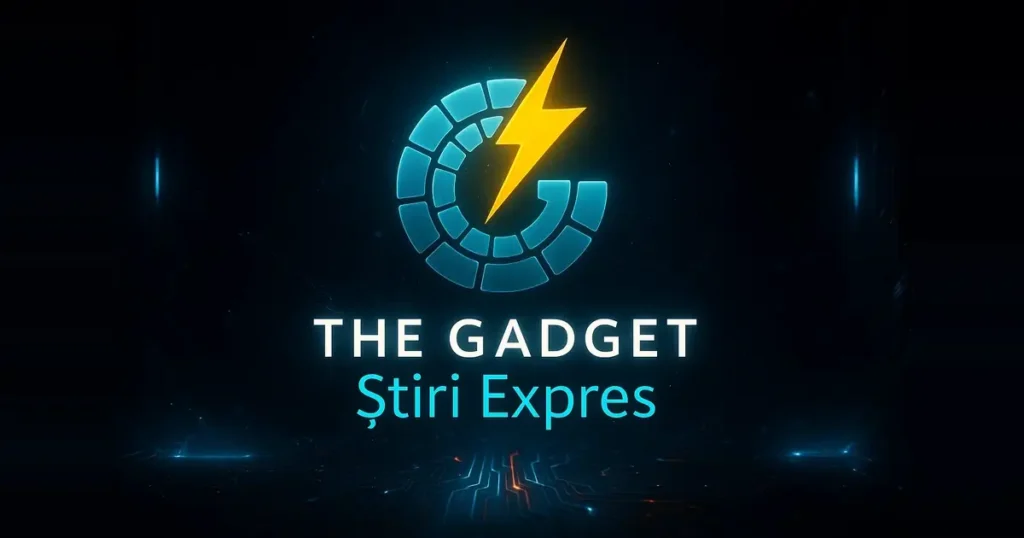 The Gadget Știri Expres - logo și fundal stil circuit digital